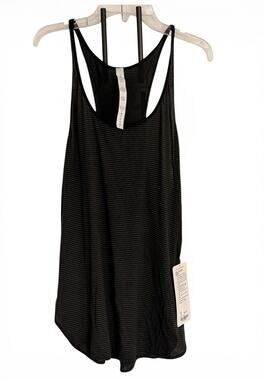 Lululemon What The Sport Singlet Tank Top Black Striped Women’s Size 10 NWT